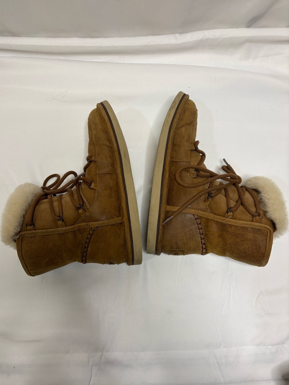 UGG Women’s 8 Lodge Chestnut Lace Up Suede Boots Cozy Winter Cabincore - Picture 7 of 12